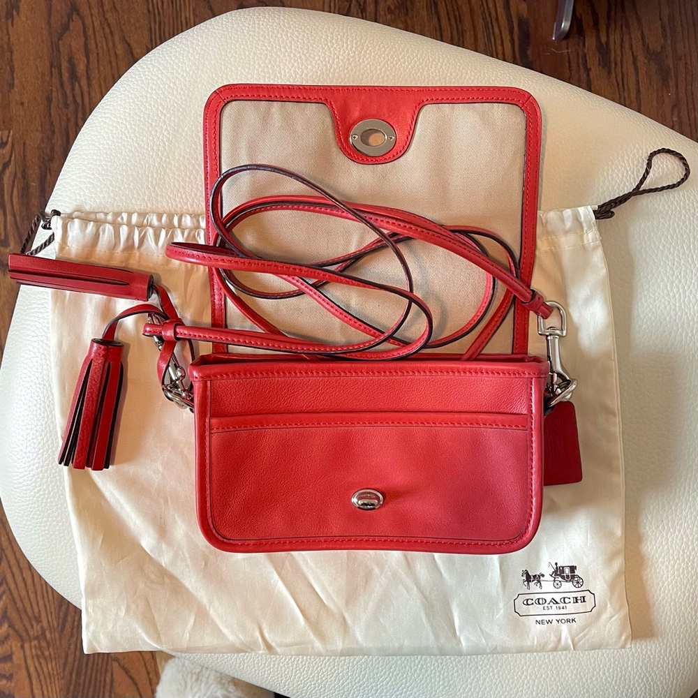 Coach Red Leather Crossbody Bag - Picture 3 of 9